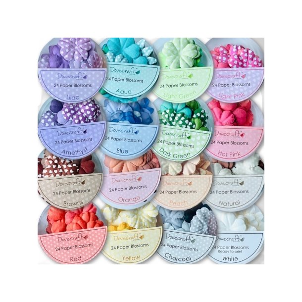 Papirblomster - 16 farver 