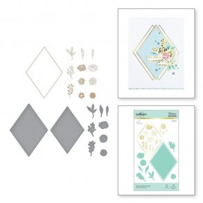 Spellbinders Diamond Floral Frame Glimmer Hot Foil Plate & Die Sets 
