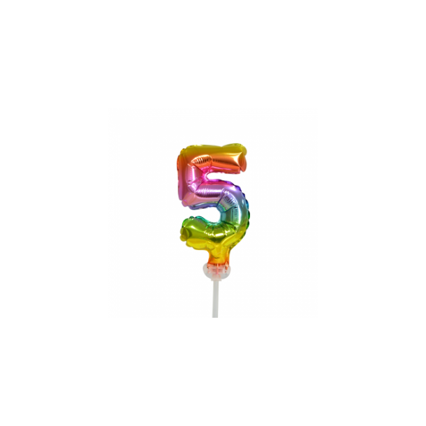 Balloner Folie Kagetoppers Regnbue Farvet Tal 5