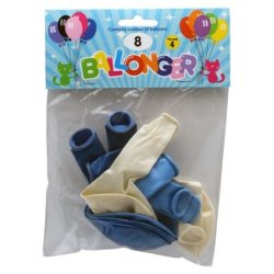 Balloner Metallic Mix Bl/Lysebl/Hvid