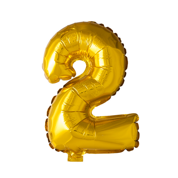 Balloner Folie Talballon 2 Guld (40cm)