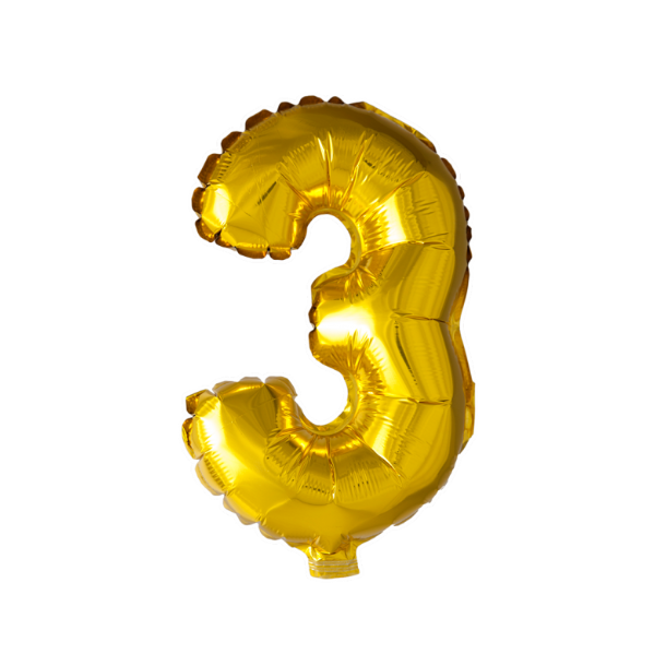 Balloner Folie Talballon 3 Guld (40cm)