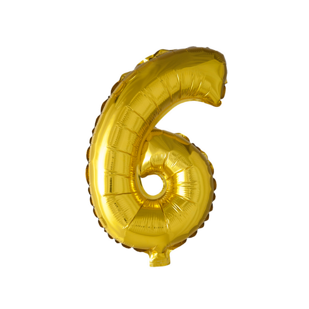 Balloner Folie Talballon 6 Guld (40cm)