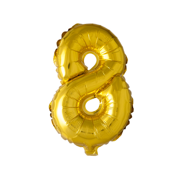 Balloner Folie Talballon 8 Guld (40cm)