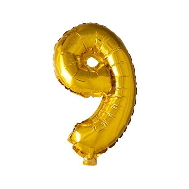 Balloner Folie Talballon 9 Guld (40cm)