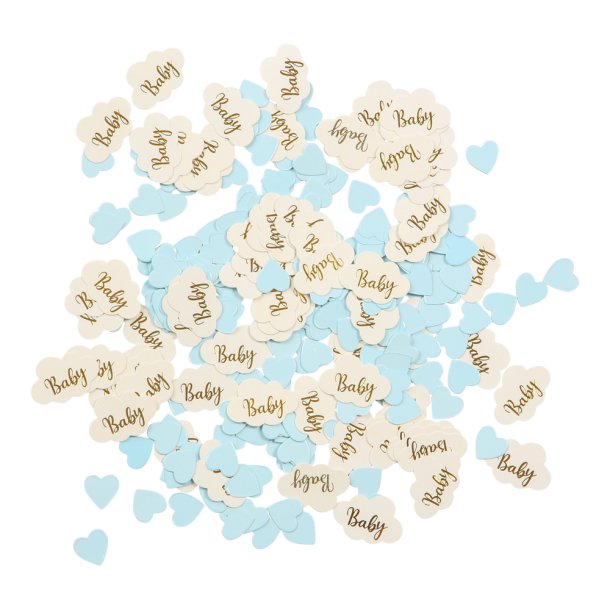 Konfetti Baby Sky &amp; Hjerte Lysebl 