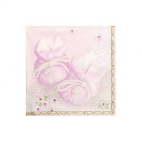 Barnedb/BabyShower Pige - Servietter Lyserd 20stk - 33x33cm - 3lags - 2020398