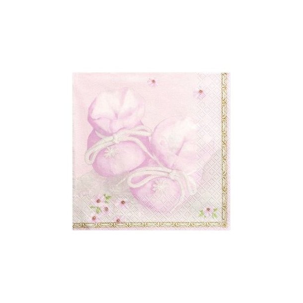 Barnedb/BabyShower Pige - Servietter Lyserd 20stk - 33x33cm - 3lags - 2020398