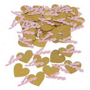 Bordkonfetti Love Lyserd & Guld