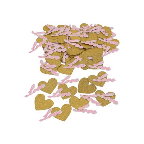 Bordkonfetti Love Lyserd &amp; Guld