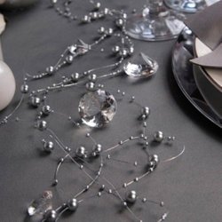 Bordpynt - Dekorations Perlekder 12x1,3m Slv Farvet 