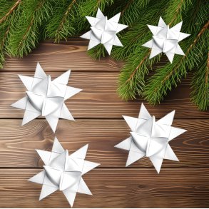 Stjernestrimler/Strimler Hvid 15mm - 80 stk - 20 Stjerner