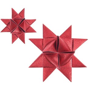 Stjernestrimler/Strimler Rd Glitter 15mm & 25mm / 15 Stjerner