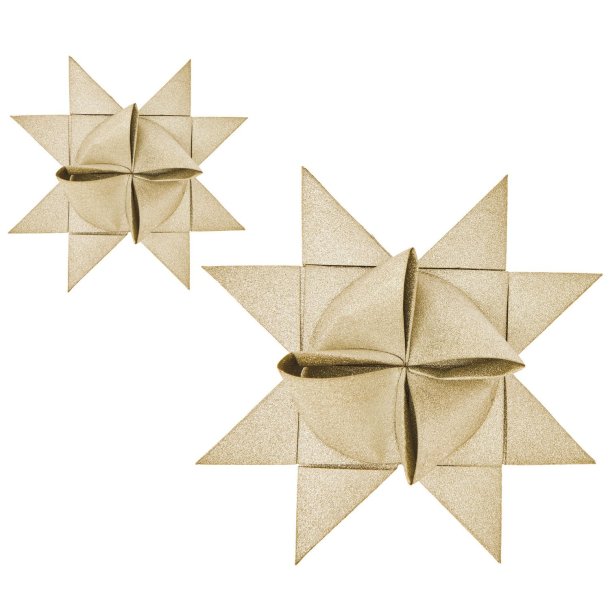 Stjernestrimler/Strimler Guld Glitter 15mm &amp; 25mm / 15 Stjerner