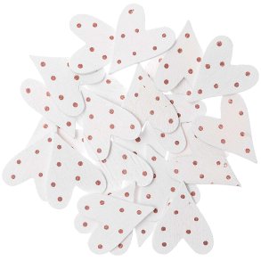 Dekoration Tr Hjerter Hvid Med Rose Gold Dots