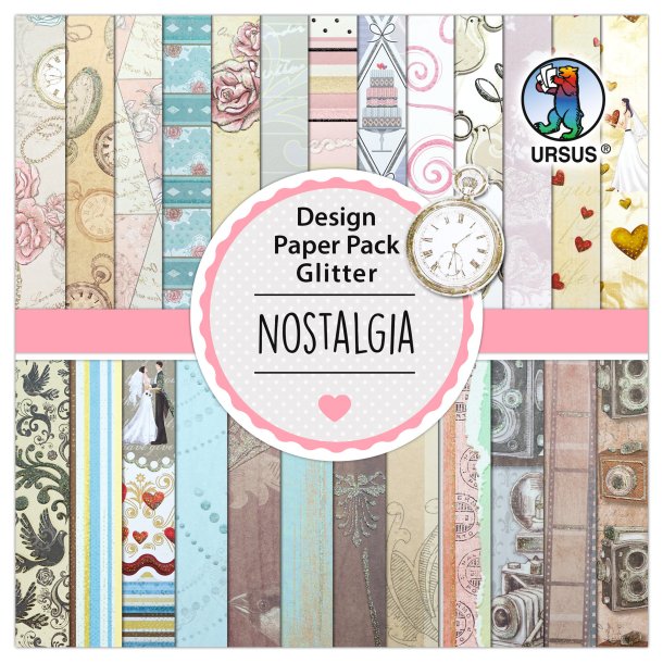 URSUS Scrapbooking Paper Glitter Nostalgi 15 x 15 cm