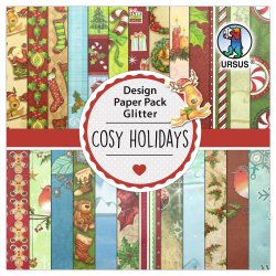 URSUS Scrapbooking Paper Glitter Cosy Holidays / Hyggelig Ferie 15 x 15 cm