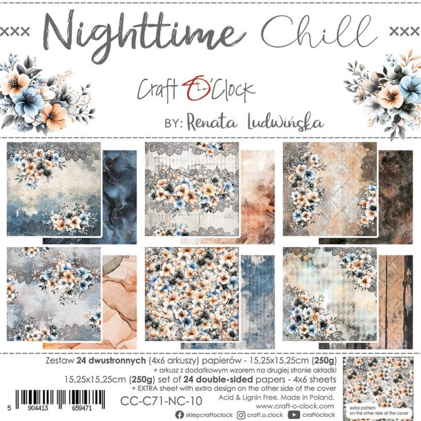 Craft O'Clock Nighttime Chill 6x6 Inch Paper Set - Karton Blok 15x15 cm   CC-C71-NC-10