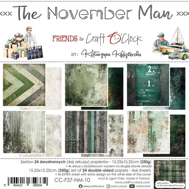 Craft O'Clock The November Man 6x6 Inch Paper Set - Karton Blok 15x15 cm  CC-F37-NM-10