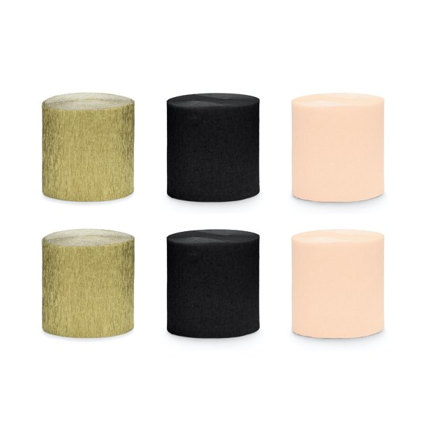 Crepe Papir Sort/Guld/Beige