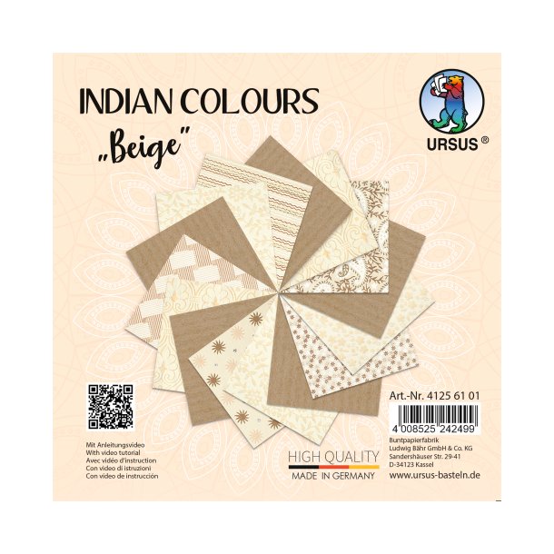URSUS Natur Papir Indian Colours / Farver Beige15 Ark