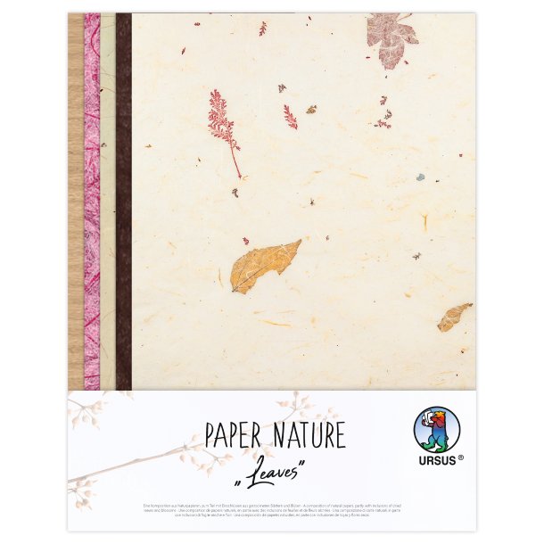 URSUS Natur Papir Leaves / Blade 10 ark 23 x 33 cm - 1 ark Natur kraftkarton 250g 26 x 33 cm
