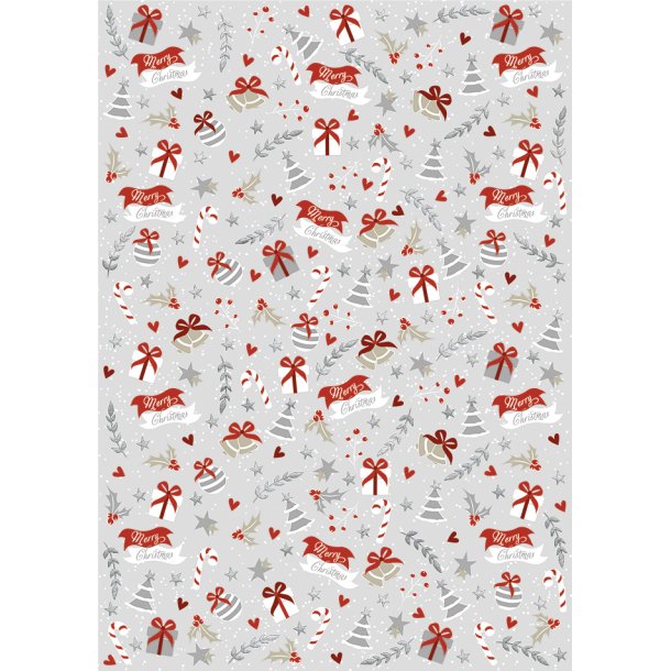 Jule Karton Merry Christmas / Gldelig Jul Med Folie-finish A4/200g