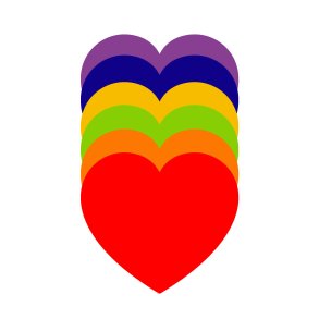 Karton Hjerter Regnbue 50 stk - 2 Str