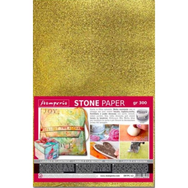 Stamperia - Stone Paper - A4 - Guld - DFPCA4G