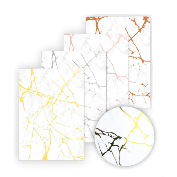 Folie Marble Hvid Karton Blok 250g - 16 Ark A4