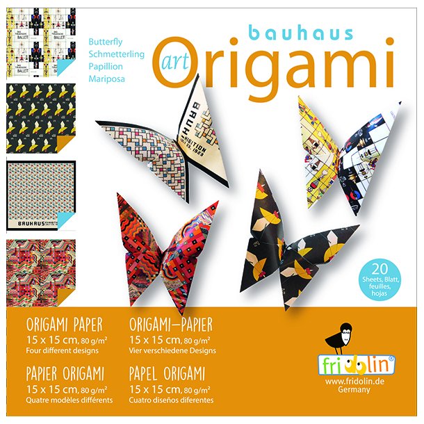 Origami - Foldepapir Art Bauhaus Mondrian Style Sommerfugle 15 x 15 cm 80g - Svrhedsgrad Easy