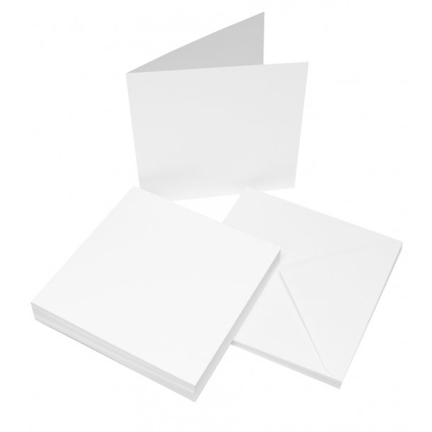 Kort &amp; Kuverter - 15,2x15,2 cm Hvide 50 st - 2020450