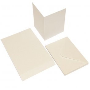 Kort & Kuverter - Perlemor - Knkket hvid 10 st C6 - 2020411