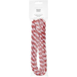 Piberenser/Chenille Rd/Hvid Stribet - 9mm / 50 cm x 10stk