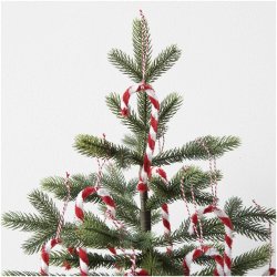 Piberenser/Chenille Rd/Hvid Stribet - 9mm / 50 cm x 10stk