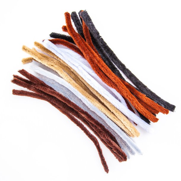 Piberenser/Chenille Jordfarver - 15mm / 24 stk