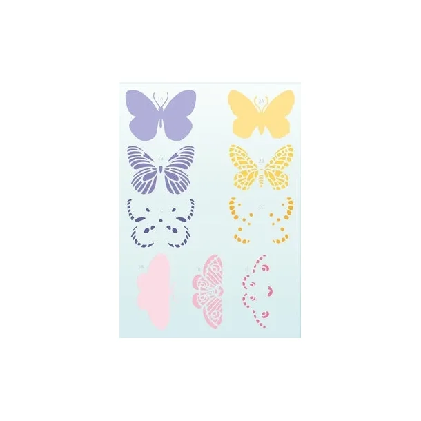 Stencil Tegne / Male Skabelon - Layered Butterflies / Sommerfugle - 15 x 21 cm     