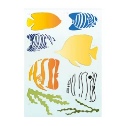 Stencil Tegne / Male Skabelon - Layered Ocean Fish  / Fisk - 15 x 21 cm     