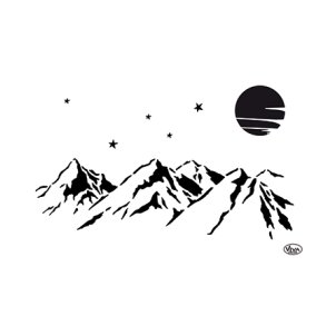 Stencil Tegne / Male Skabelon Mountains / Bjerge  - A4