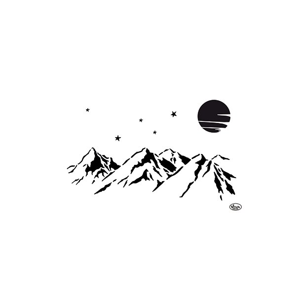 Stencil Tegne / Male Skabelon Mountains / Bjerge  - A4