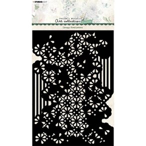 Stencil Tegne / Male Skabelon Grunge floral pattern Essentials / Grunge Blomster M�nster - A5