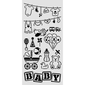 Stencil Tegne / Male Skabelon Baby Elementer - 12 x 25 cm