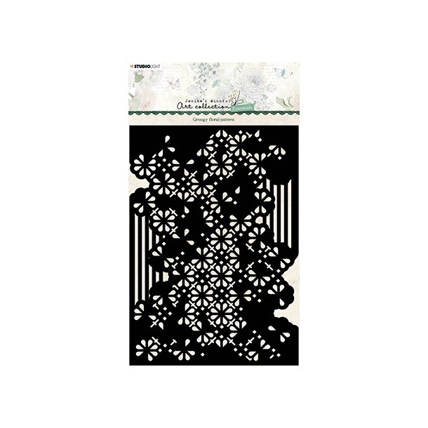 Stencil Tegne / Male Skabelon Grunge floral pattern Essentials / Grunge Blomster M�nster - A5