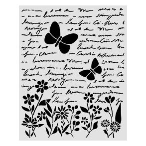 Stencil Tegne / Male Skabelon Letter and butterfly / Skrift & Sommerfugle 