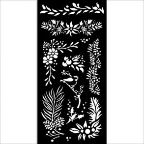 Stencil Tegne / Male Skabelon Fugl & Grene - 12 x 25 cm
