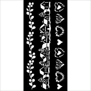 Stencil Tegne / Male Skabelon Gamle Huse - 12 x 25 cm