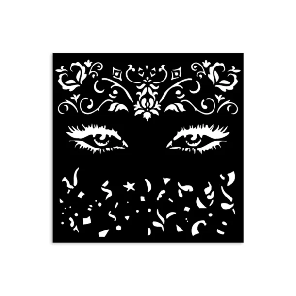 Stencil Tegne / Male Skabelon Maskerade �jne - 12 x 12 cm