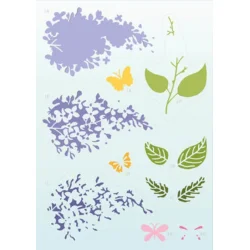 Stencil Tegne / Male Skabelon - Layered  Lilac Flower / Blomster - 15 x 21 cm 
