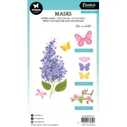 Stencil Tegne / Male Skabelon - Layered  Lilac Flower / Blomster - 15 x 21 cm 