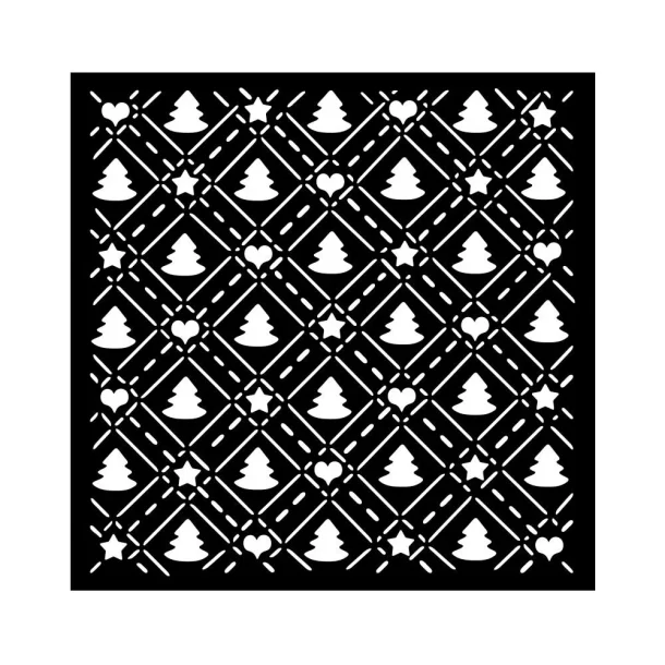 Stencil Tegne / Male Skabelon Jultr� - 18 x 18 cm